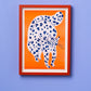 Blue Spotted Cat with Orange Background